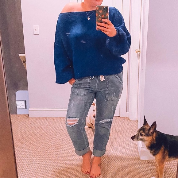 Distressed drawstring denim- on trend - Picture 1 of 5